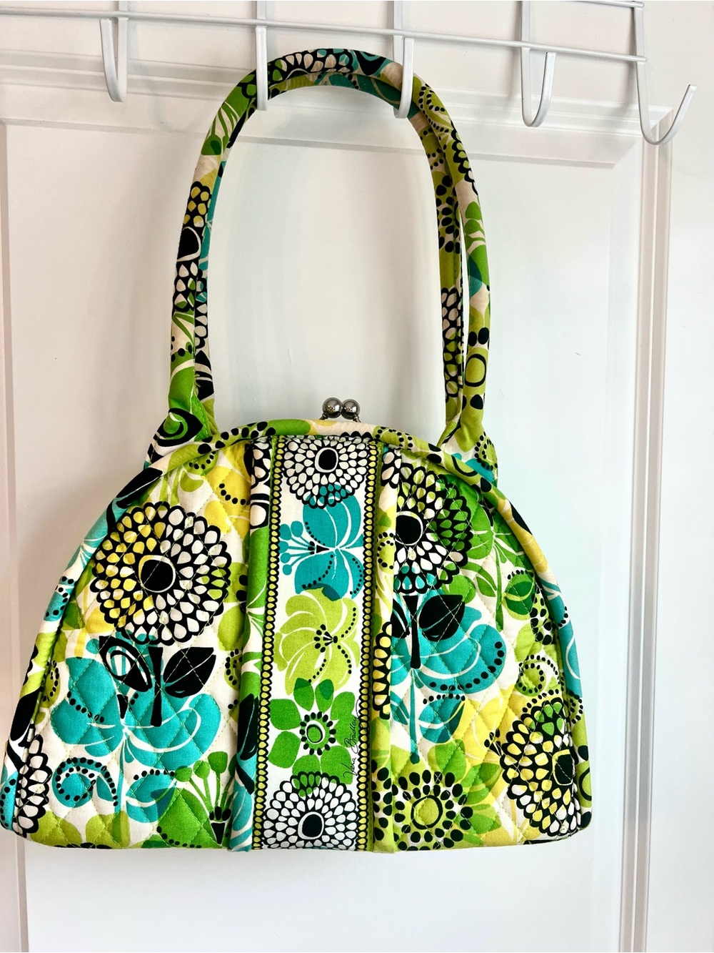 Y2K Vera Bradley Eloise Satchel W/kiss Lock-retired Lime's Up